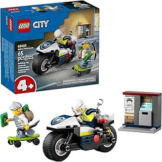 LEGO City Police Motorcycle Chase Building Toy for Kids - Pretend Play Building Blocks for Boys & Girls, Ages 4+ - Preschool Learning Toy W/Police & Crook Minifigures - Gift for Birthdays - 60455