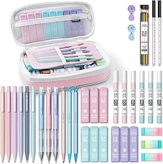Four Candies 36PCS Mechanical Pencil Set with 624 Lead Refills (Pink) | 0.5mm - 2.0mm Mechanical Pencils, Aesthetic School Supplies for Writing, Drawing, Drafting , Note-Taking & Back to School