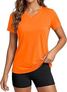 MAGCOMSEN Women's Workout Tops Short Sleeve UPF 50+ Athletic Shirts Quick Dry V-Neck T-Shirt Moisture Wicking Gym Tee