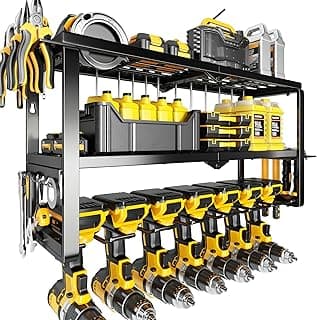 Hipidian Power Tool Organizer Wall Mount- 300lb Heavy Duty 3-Tier Storage Rack with 7 Drill Holders for Garage Tools, Best Birthday Tools Gifts for Men Dad Husband