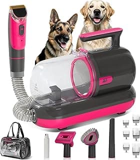 Dog Grooming Vacuum Kit with Clippers and Nail Grinder, 1.2L Pet Grooming Vacuum for Shedding, Low-Noise Dog Hair Vacuum with Grooming Brush for Home Cleaning Grooming,Dyson-Style Gray