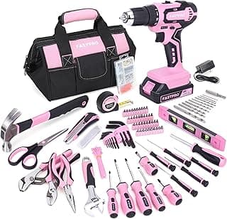FASTPRO 232-Piece Pink Drill Set for Women, Pink Tool Set with Bag | 20V Cordless Drill, Home Tool Set with 12-inch Storage Bag, Lady's Essential Repairing Kit, For Beginners, Gift-Worthy