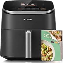 Cosori TurboBlaze Air Fryer, 9-in-1, 6 Qt, PFAS-Free Ceramic Coating | 90°–450°F, 5 Level Fan Speeds, 9 in 1 Air Fry, Roast, Bake, Broil, Dry, Frozen, Proof, Reheat, Keep Warm, Safety lock, 1725W