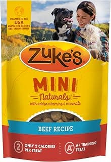 Zuke's Mini Naturals Dog Training Treats, Beef Recipe, 6 oz Pouch
