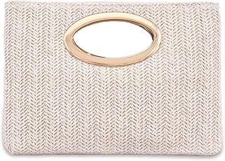 Clutch Purses for Women, Women's Evening Handbags Crossbody Shoulder Handbags, Handle Straw Clutch for Women Summer Clutch Straw Evening Bag