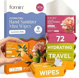 FOMIN Mini Hand Sanitizer Wipes 9 Pack (8 Count) 72 Wipes Variety Pack