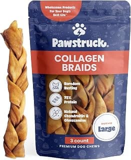 Pawstruck 10"-13” Collagen Braids 100% Natural Beef Chews for Dogs, 3 Pack