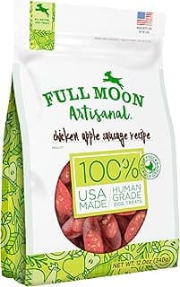 Full Moon® Chicken Apple Sausage Dog Treats 12 oz | Human Grade, No corn, No wheat, No soy, Glycerin Free, Made in the USA