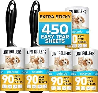 Lint Rollers for Pet Hair, White, Sticky Remover for Couch, Clothes, Furniture and Carpet, Dog and Cat Fur Remover, Animal Fuzz, 5 Large Sticky Rollers