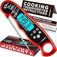 Alpha Grillers Instant Read Meat Thermometer Digital, Cooking, Food, Grill | 1-2 Second Ultra-Fast Response Time, Bright Backlit Display, Waterproof (IP67), Pre-Calibrated & Ready to Use
