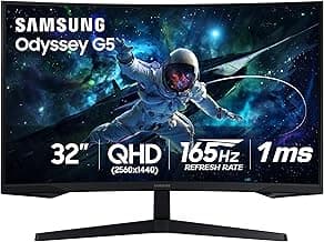 Samsung 32" Odyssey (G55C) Series QHD 1000R Curved Gaming Monitor, | 165Hz, 1ms(MPRT), HDR10, AMD Radeon FreeSync, Eye Care, Glare Free, Sharp Resolution (LS32CG550ENXZA)