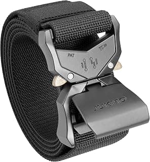 JUKMO Tactical Belt, Military Hiking Rigger 1.5" Nylon Web Work Belt | Heavy Duty Quick Release Aluminum Alloy Buckle & Stretch Belt Strap