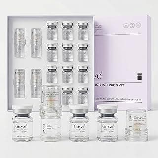 Micro Infusion System for Face & Neck 0.05mm Stamp with Hyaluronic Acid & Acetyl Hexapeptide-8, Multi-Peptides, Cosmetic Facial Serum and Stamp Kit for At-Home Skincare (12 Serums, 4 Applicators)
