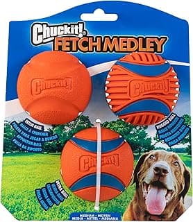 Chuckit! Dog Balls - Interactive Dog Toys, High-Bounce Fetch Ball, Ultra and Rugged Balls, Durable - Size Medium, 2.5-inch Diameter, Set of 3 | Durable trio includes floating Ultra and Rugged styles, keeps active pups chasing, retrieving and playing outdoors daily