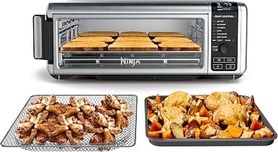 Ninja Digital Air Fry Countertop Oven, 8-in-1, XL, Silver, SP101 | Air fry, air roast, broil, bake, toast, bagel, dehydrate, keep warm, 1800W, Flip up & away