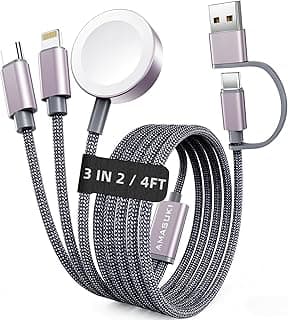 2026 Travel Essentials for Apple Watch Charger,Cruise Vacation Camping Essentials,iPhone Charger,Multi Charging Cable,3 in 2 Charging Docks for iWatch Series 11-2/Ultra,iPhone 17-12,Car