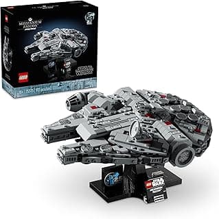 LEGO Star Wars Millennium Falcon 25th Anniversary Collectible - DIY Building Set for Adults, Men & Women, Ages 18+ - A New Hope Model with Display Stand - Star Wars Gift - 75375 | Lego Star Wars Lego 921 Pieces - Millennium Falcon A New Hope #75375