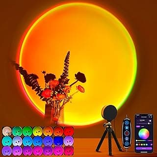 XEBKOR Sunset Lamp Projector Multicolor Changing LED Projection Lamps | 360 Degree Rotation,Switch Button and APP Control Sunlight Lamps for Bedroom,Photography,Party,Tiktok Live,Room Decor