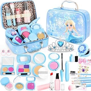 Pretend Play Fake Makeup Set for Kids Toddlers 3-5 5-8 | Not Real Makeup, Non-Toxic Frozen Princess Make Up Toys, Christmas Birthday Gifts for Little Girls