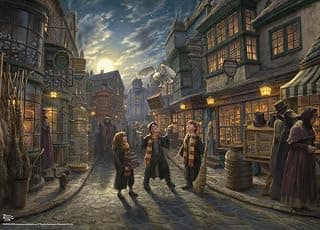 Ceaco - Thomas Kinkade Harry Potter Diagon Alley - 1000 Piece Puzzle | Official Art, Made in USA, Recycled Board, Finished Size 26.5 x 19 in, Includes Poster, Frameable Art, Giftable