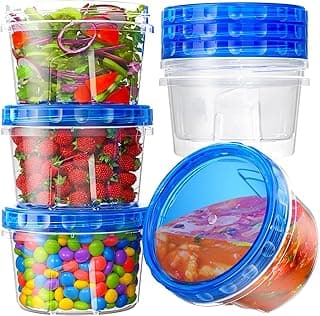 BiuLeon 6 Pack-17oz Freezer Storage Containers, Plastic Food Storage Containers with Twist Top Lids, BPA Free and Reusable Soup Containers with Lid, Microwave and Dishwasher Safe