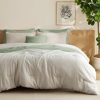 Bedsure Queen Comforter Set Prewashed Soft Bedding Set 3Pcs Beige 90"x90" | GentleSoft, Built to last, all season, bedding, warm yet lightweight, gift choice, OEKO-TEX, machine-washable