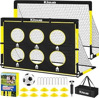 Kids Soccer Goals for Backyard Set - 2 Soccer Goal Net Training Equipment | 6x4 ft Soccer Net for Kids Age 3-5 6-8 8-10 10-12, Ball, Targets for Toddler Kid Youth Soccer Games Sports Outdoor Play