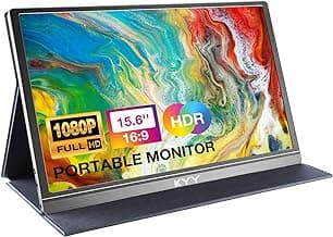 KYY Portable Monitor 15.6" 1080P Computer Monitor Screen Extender w/Cover | Portable Monitor for Laptop 1080P FHD IPS with USB-C and HDMI, Laptop Screen Extender for Travel HDR Gaming Monitor w/Speaker