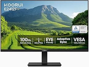 KOORUI E2412F 24-inch Computer Monitor FHD 100Hz VA HDMI/VGA, Audio Out | 4000:1 Contrast Ratio, TÜV Eye Care, Easy-Setup, VESA mount & tilt, Ultra-Slim Display for Home Office, Study and Daily Use
