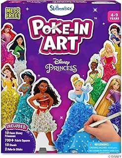 Skillmatics Poke-in Art – Disney Princesses, Wood Craft Kit, Gift for Kids | DIY Mess-Free Fun, Cinderalla, Ariel Fine Motor Skills, Screen-Free, Travel Activity, Girls & Boys Ages 4, 5, 6, 7, 8, 9