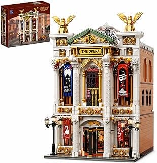 PANTASY Vintage European Grand Theater Building Set for Adults | Modular Architecture Model with Crystal Chandelier, Transparent Dome & Expandable Street Scene, Collectible Home Décor Gift
