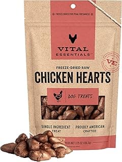 Vital Essentials Freeze Dried Raw Chicken Hearts Dog Treats, 3.75 oz Bag