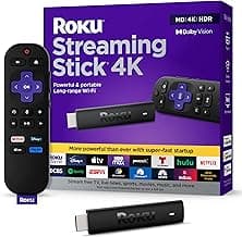Roku Streaming Stick 4K with Voice Remote - HDR10+ & Dolby Vision | Compact 4K Streaming Device for TV with Roku Voice Remote & Long-Range Wi-Fi - Free & Live Local News, Sports