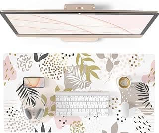 QiyI PU Leather Large Mouse Pad, Office Decor, 31.5" x 15.7", Tropical | Desk Décor Accessories, Extended Size, Waterproof & Easy to Clean, Smooth Surface, Non Slip Desk Organization