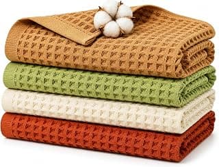 100% Cotton Waffle Towel Set, 4pcs Bath Towels for Bathroom 55*29'' | Quick Dry, Super Absorbent, Soft Bath Towels Set, Soft Lint-Free Quick Drying Towels for Bathroom/Spa/Gym, Multicolor