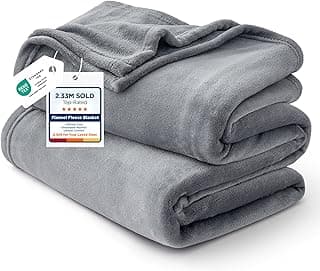 Bedsure Fleece Bed Blankets Queen Size Grey - Soft Cozy Warm Halloween Fall Throw Blanket Lightweight Room Home Decor, Christmas Decorations Gifts for Women and Men, 90x90 inches