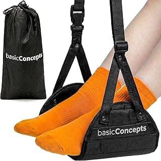 BASIC CONCEPTS Airplane Foot Hammock for Plane Travel Essentials - Airplane Travel Essentials, Long Flight Foot Rest - Plane Gadgets