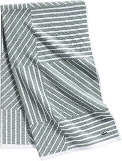 Lacoste Guethary Striped Towel – 100% Cotton, Reversible Modern Geometric Design, Soft & Absorbent, Durable & Lightweight, Machine Washable – Aloe, 30"x54" Bath Towel