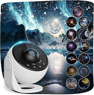 Galaxy Projector Night Light for Bedroom, 13-in-1 Planetarium Projector | Star projector for ceiling with 360° rotation and timer; space-themed starry sky night light for kids and bedroom decor