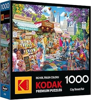 RoseArt Kodak Premium City Street Fair 1000 Piece Jigsaw Puzzle | 26.625" x 19.25" Finished Size, Fully Interlocking Pieces, Bonus Poster Included, Made in USA