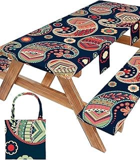 Picnic Table Cover with Bench Covers Table Cloth Tablecover Camping Essentials Camp Must Haves Camper Gear Outdoor Accessories River Water Motorhome Trailer Tent Rv Car Travel Activities Accessary Set