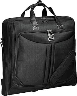 Premium Suit Garment Bag Carry On - Hangs 4 Suits - Travel & Business with Shoulder Strap and Laptop Compartment
